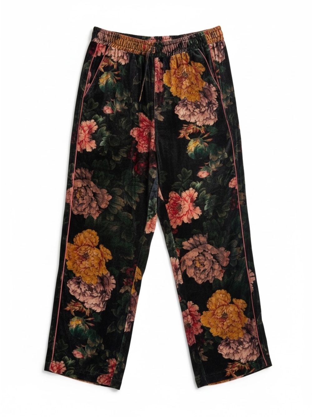 Johnny Was Sanne Velvet Pants Womens Small Black Floral Silk Blend - Picture 4 of 9